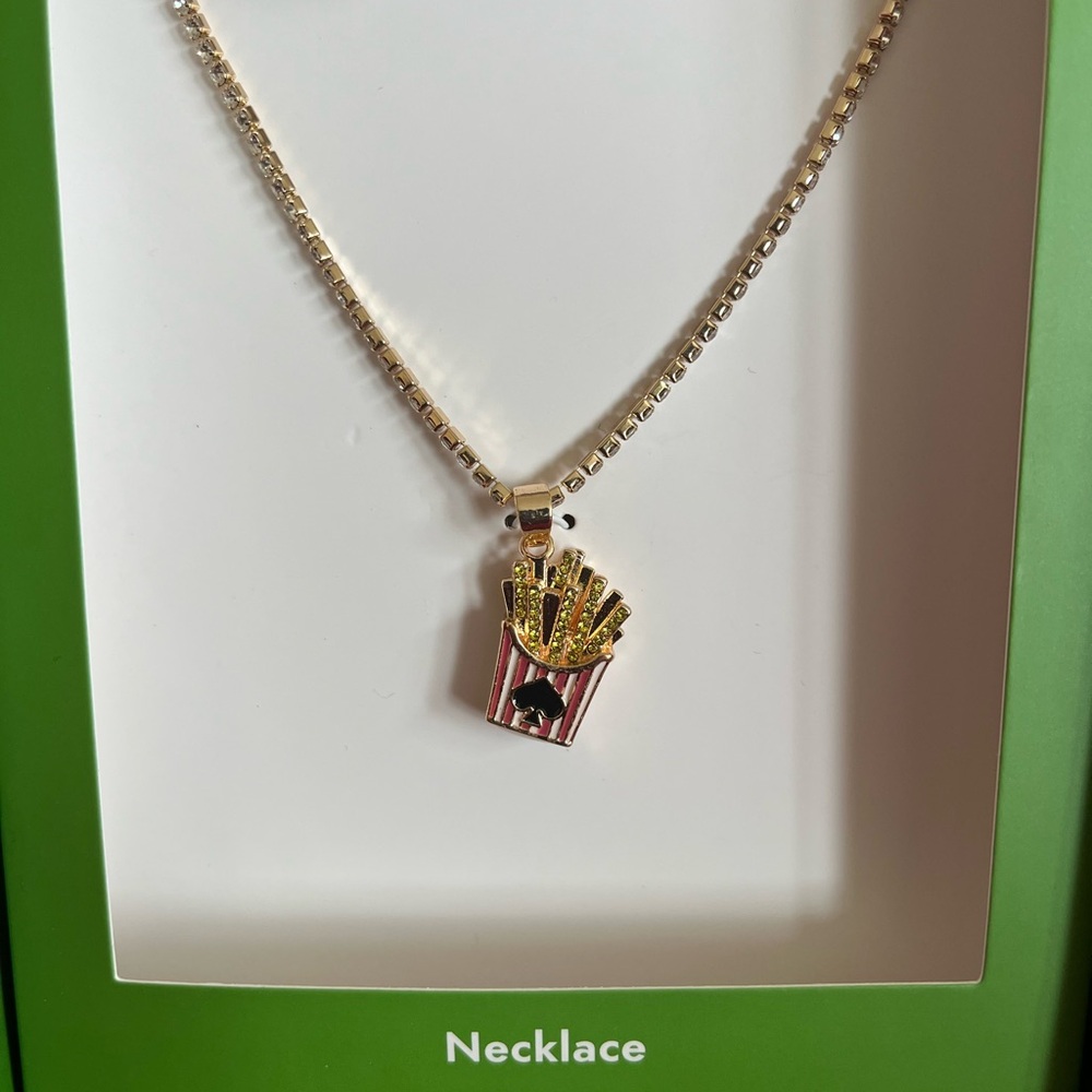 Kate Spade x Target Limited Gold French Fry Charm Tennis Necklace - NIB